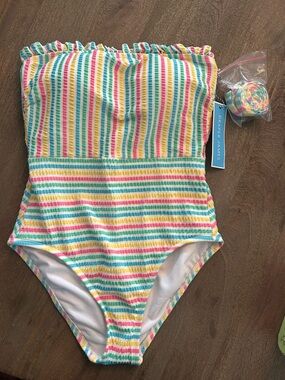 Multicolor Striped One-Piece Swimsuit - Draper James